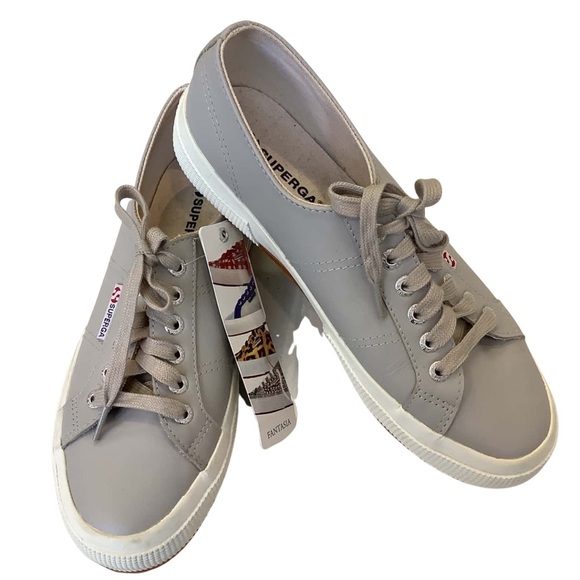 SUPERGA Italian Leather FGLU Fantasia Grey Sneakers NEW IN BOX - Picture 12 of 16